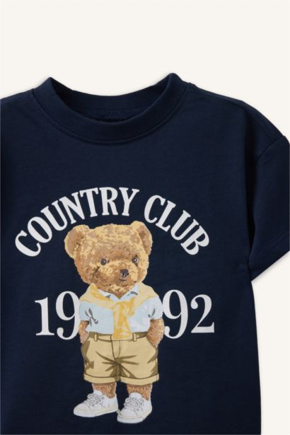 Regular Fıt Ayı Baskılı Kısa Kollu Tişört Erkek Bebek