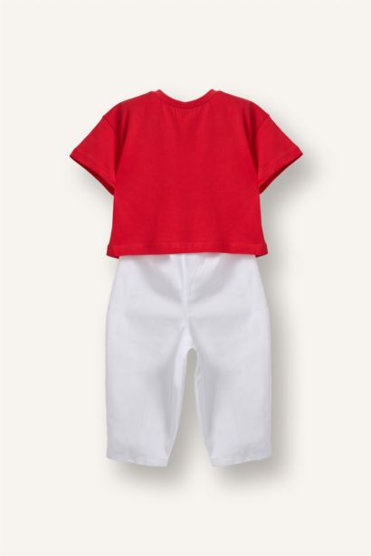 Çizgili Tişört Pantolon 2'li Takım Kız Bebek