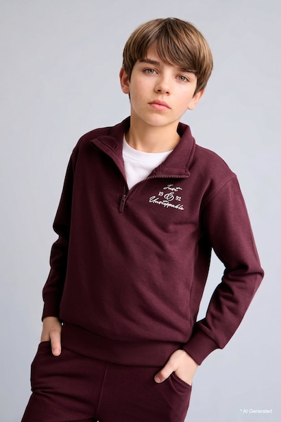 Boy Regular Fit High Neck Sweatshirt
