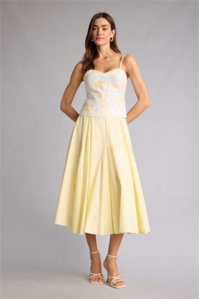 Fıtted V Yaka Floral Poplin Kolsuz Bluz