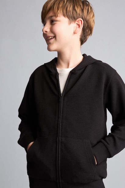Kapüşonlu Basic Sweatshirt Hırka Erkek Çocuk
