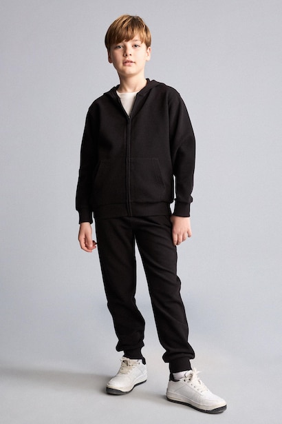 Kapüşonlu Basic Sweatshirt Hırka Erkek Çocuk