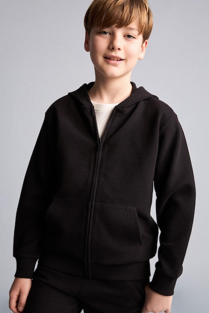 Kapüşonlu Basic Sweatshirt Hırka Erkek Çocuk
