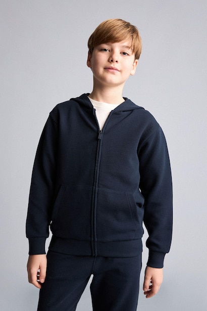 Kapüşonlu Basic Sweatshirt Hırka Erkek Çocuk
