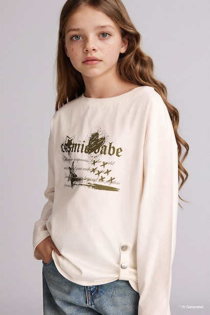 Oversize Fit Slogan Long Sleeve T-Shirt