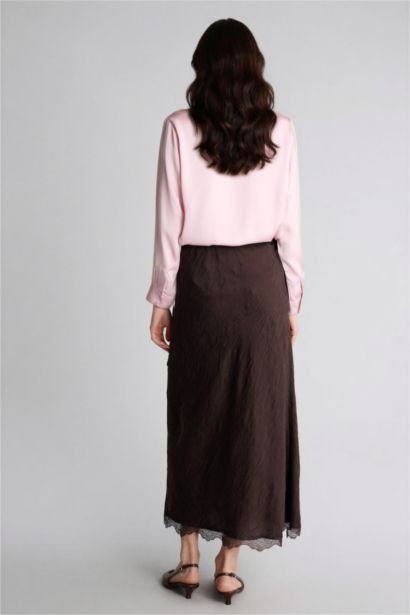 A Kesim Akışkan Kumaş Maxi Etek