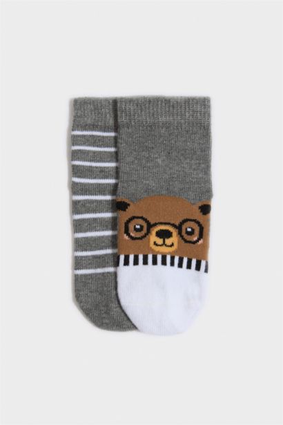 Dikişsiz 2'li Pamuklu Uzun Çorap Erkek Bebek