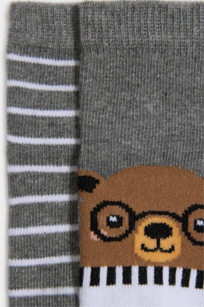 Dikişsiz 2'li Pamuklu Uzun Çorap Erkek Bebek