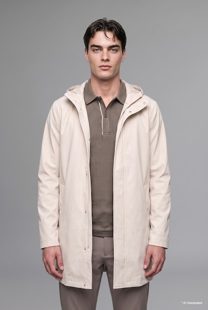 Regular Fit Kapüşonlu Suni Deri Parka