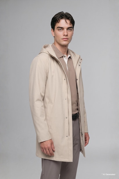 Faux Leather Hooded Coat