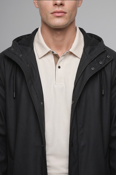 Faux Leather Hooded Coat