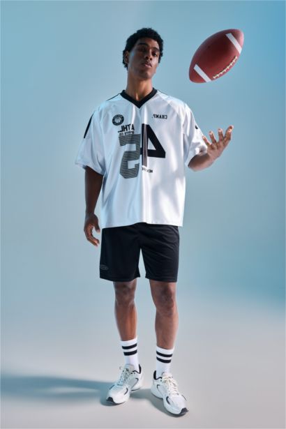Printed Reflective Grey Oversize T-Shirt