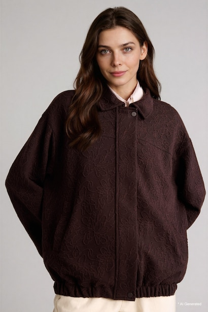 Veste zippée à col chemise Coupe ample