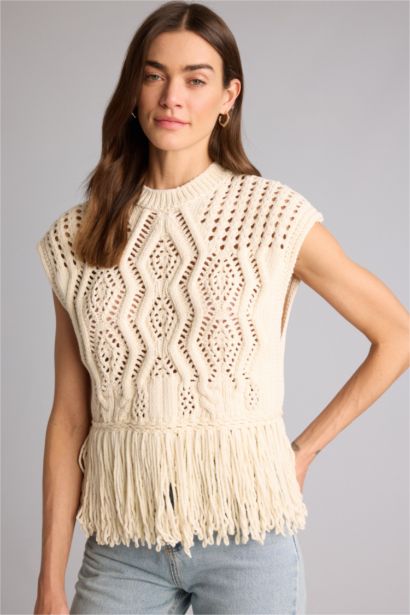 Oversıze Dantelli Yelek