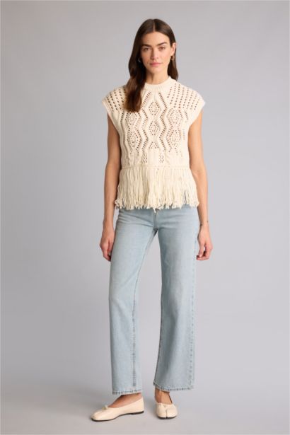 Oversıze Dantelli Yelek