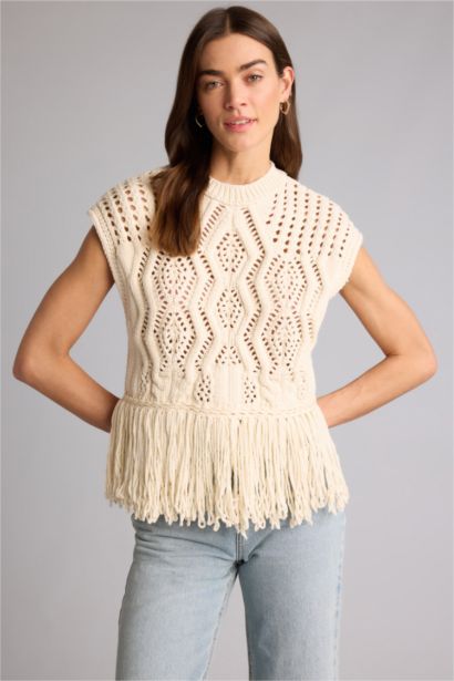 Oversıze Dantelli Yelek