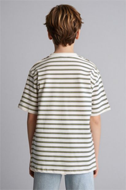 Regular Fıt Bisiklet Yaka Ayı Baskılı Kısa Kollu Tişört Erkek Çocuk