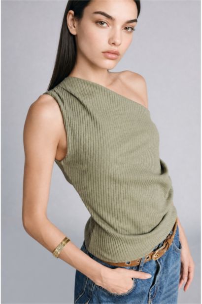 Slim Fit Camisole One Shoulder Tank Top