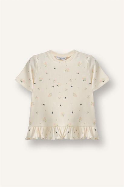 Çiçekli Fitilli Kaşkorse Tişört Kız Bebek