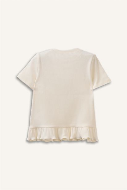 Bisiklet Yaka Floral Fitilli Kaşkorse Uzun Kollu Tişört Kız Bebek