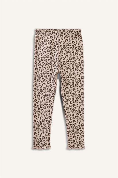 Leopar Desenli Fitilli Kaşkorse 2'li Tayt Kız Bebek