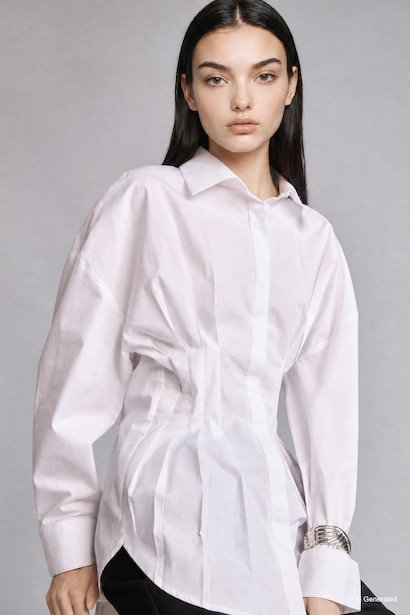 100% Cotton Slim Fit Shirt Collar Poplin Long Sleeve Shirt
