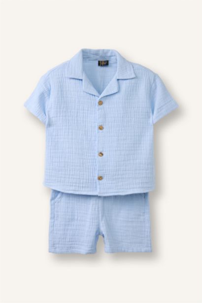 Baby Boy Muslin 2 Piece Set