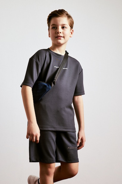 Boy Oversize Fit Slogan Short Sleeve T-Shirt