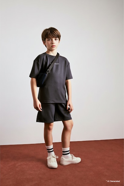 Boy Oversize Fit Slogan Short Sleeve T-Shirt