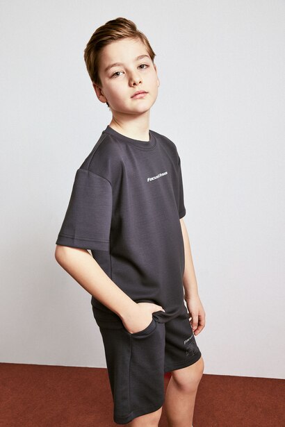 Boy Oversize Fit Slogan Short Sleeve T-Shirt