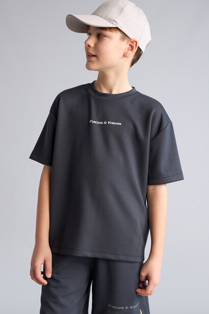 Boy Oversize Fit Slogan Short Sleeve T-Shirt