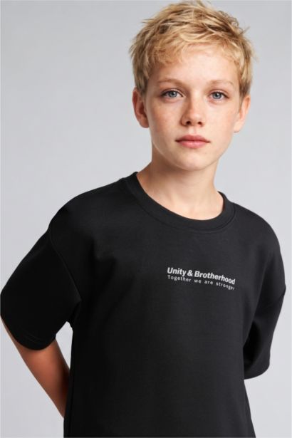 Oversize Fit Slogan Short Sleeve T-Shirt