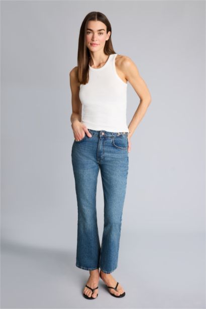 Afra x Defacto Crop Flare Fit Regular Waist Jeans