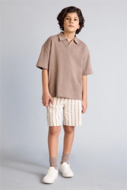 Dokulu Çizgili Şort Erkek Çocuk