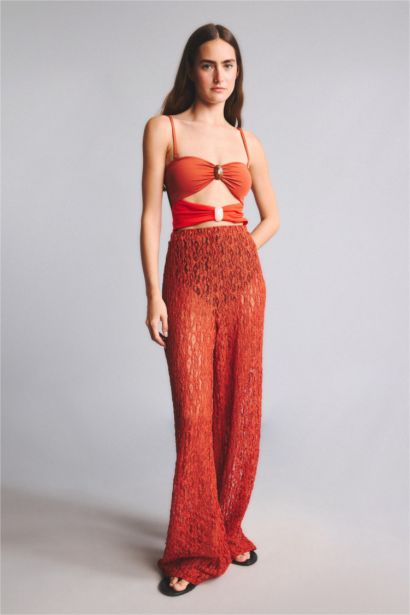 Regular Fit Tül Plaj Pantolonu