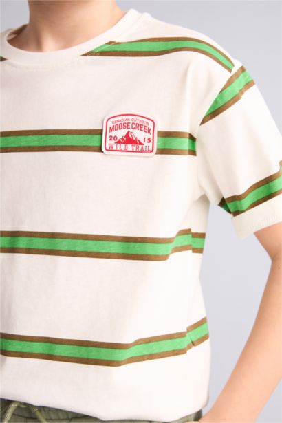 تيشيرت ولادي نص ردن مطبوع قصة عادية برقبة مستديرة