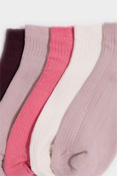 Rahat Lastikli 5'li Pamuklu Patik Çorap Kız Çocuk