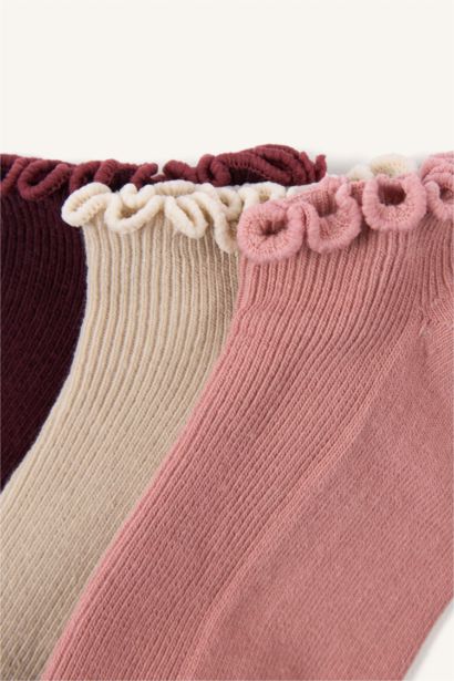 3'lü Pamuklu Patik Çorap Kız Çocuk