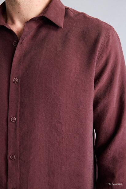 Regular Fit Shirt Collar modal Long Sleeve Shirt