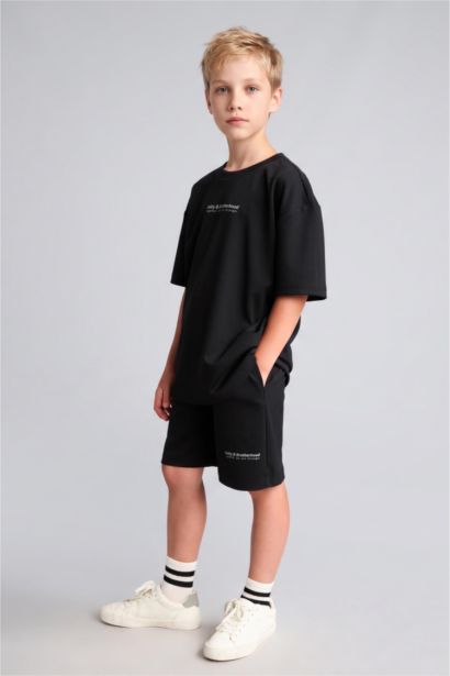 Boy Oversize Slogan Print Modal Shorts