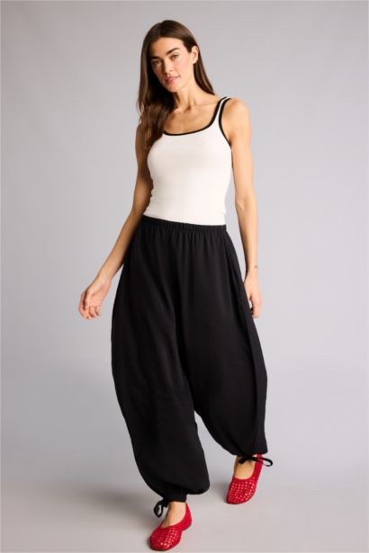 Balloon Fıt Beli Lastikli Modal Pantolon