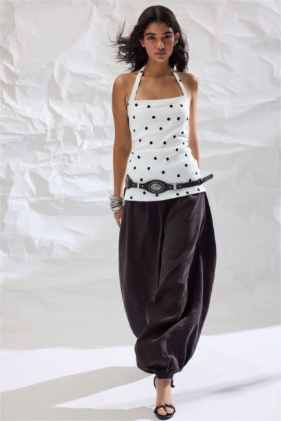 Elastic Band Balloon Fit Trousers