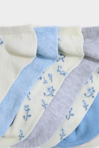 Kadın Çiçekli 7'li Pamuklu Patik Çorap