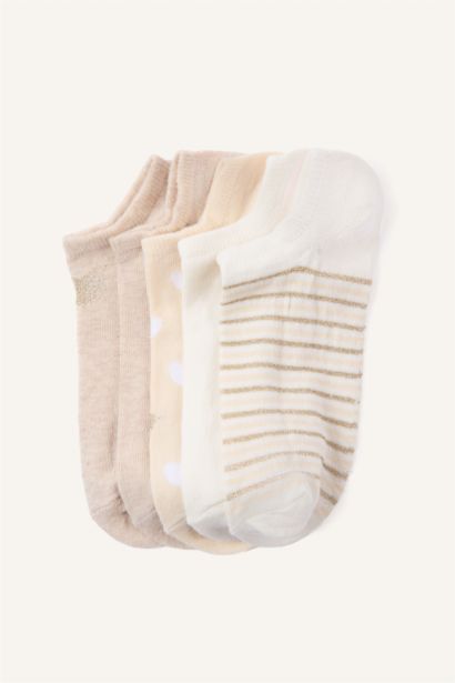 Kadın Simli Parıltılı 5'li Pamuklu Sneaker Çorap