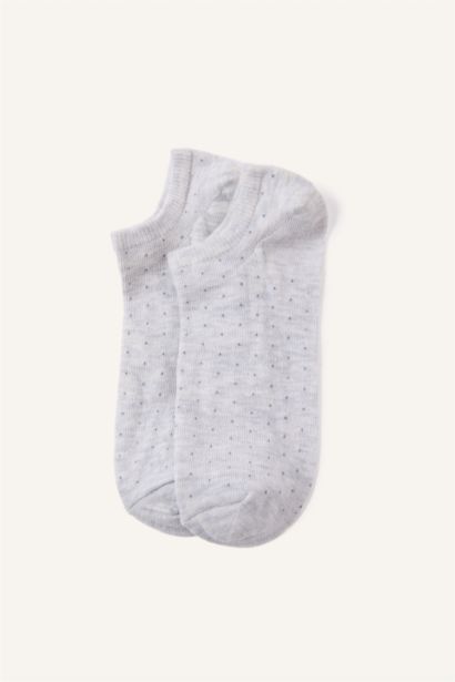 Kadın Kalp Desenli Parıltılı 5'li Pamuklu Sneaker Çorap