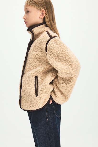Ultra-Soft Plush Stand Collar Button-Up Jacket