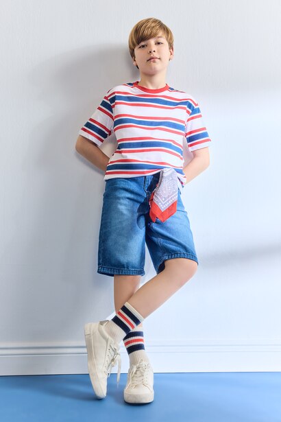 Short en jean Coupe régulière pour garçon