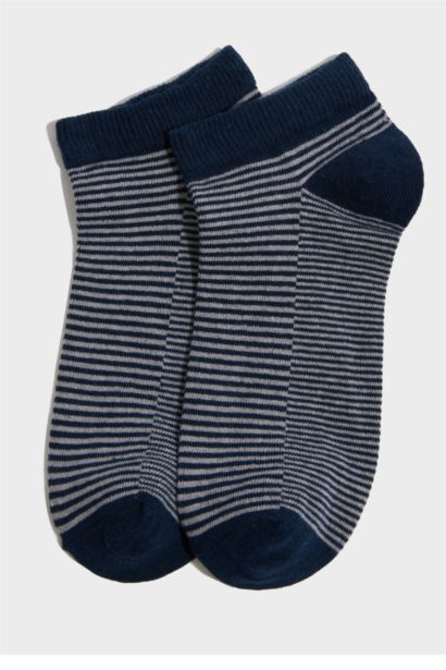 Erkek Çizgili 5'li Pamuklu Patik Çorap