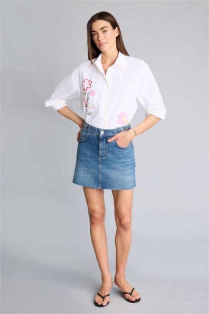 Afra x Defacto Regular Fıt Jean Mini Etek