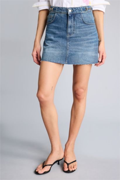 Afra x Defacto Regular Fıt Jean Mini Etek